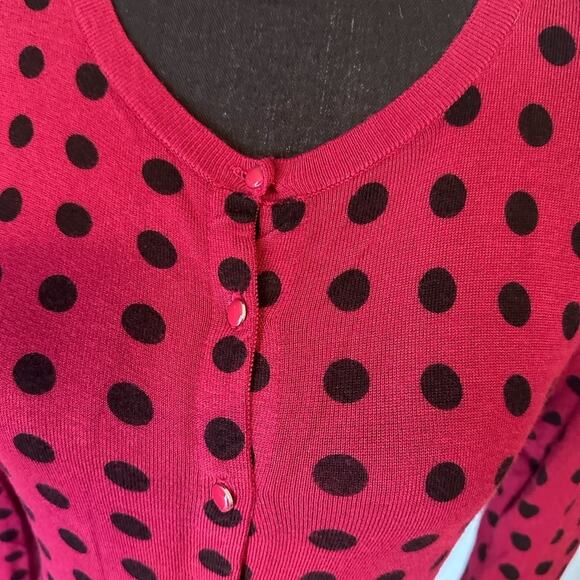 Halogen Burgundy Polka Dot Cardigan - Picture 4 of 8